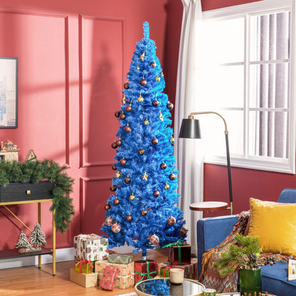 7FT Pencil Christmas Tree, Artificial Christmas Tree with Automatic Open for Home Party, Blue Pencil Christmas Trees Blue  at Gallery Canada