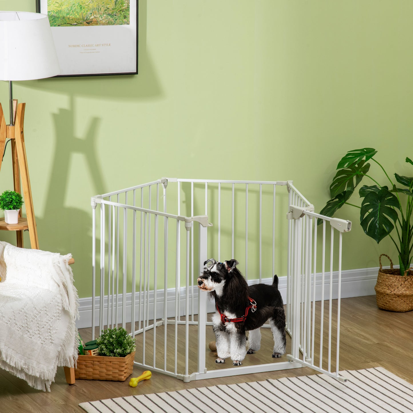 Foldable Dog Playpen Indoor for Small Medium Dogs with Door, for Stairway, Doorway, Hallway, White Houses, Kennels & Pens   at Gallery Canada