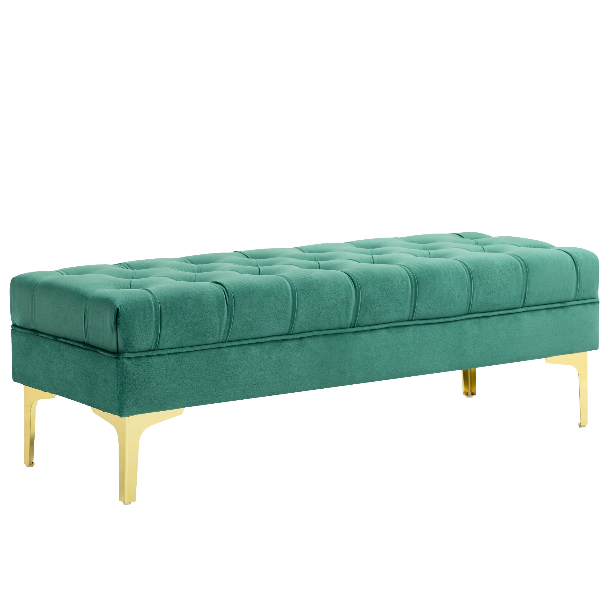 End of Bed Bench, Upholstered Bench, Entryway Shoe Bench with Button Tufted for Living Room, Bedroom, Dark Green Storage Ottomans & Benches at Gallery Canada