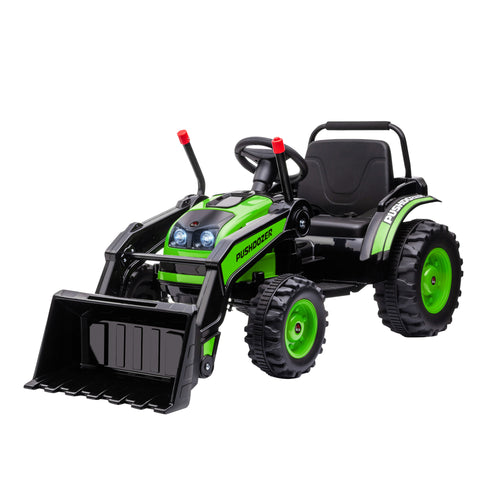 Kids Tractor 6V Battery Powered Digger Ride On Excavator Music Headlight Moving Forward Backward Green