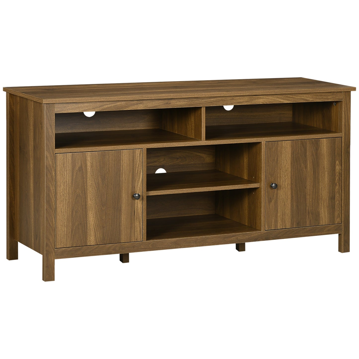 TV Stand for TVs up to 55", TV Unit with Storage Cupboard and Shelves, 55.1" x 15.7" x 27", Walnut TV Stands Walnut  at Gallery Canada