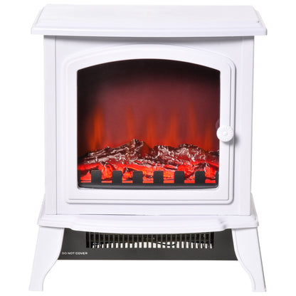 Electric Fireplace Heater, Freestanding Fireplace Stove with Realistic Flame Effect, Overheat Safety Protection, 750W/1500W, White Electric Fireplaces White  at Gallery Canada