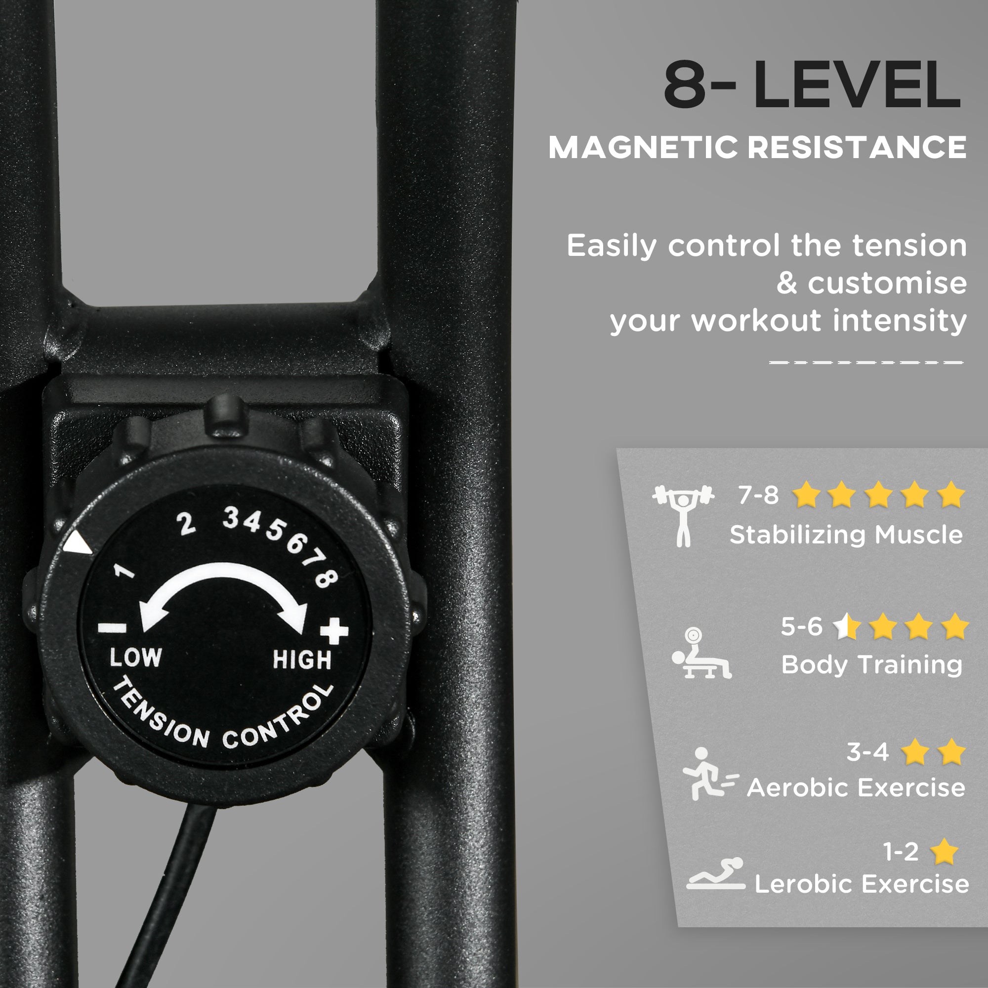 Foldable Exercise Bike Indoor Stationary Bike w/ 8-Level Magnetic Resistance LCD Screen Phone Holder for Home Gym Black Exercise & Stationary Bikes at Gallery Canada