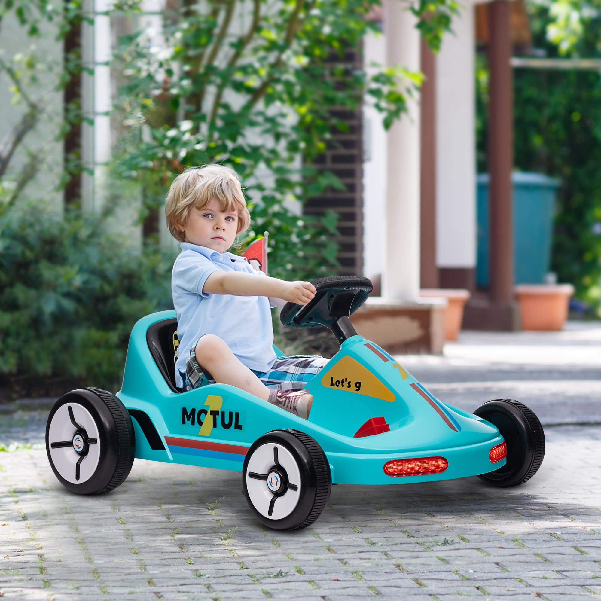 6V Electric Go Kart for Aged 3-5 Kids with Music, Light, Horn, Blue Pedal Go Karts for Kids at Gallery Canada