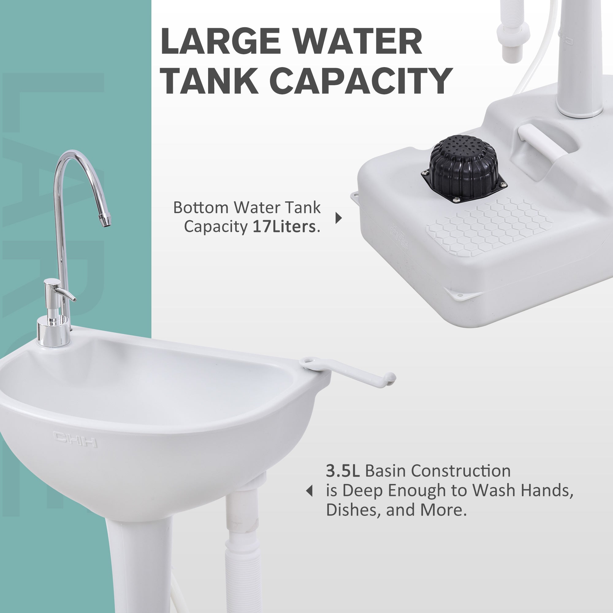 Portable Camping Sink Hand Wash Station with 17L Water Tank, Soap Dispenser and Towel Holder, for Outdoor Events Camping Sinks at Gallery Canada