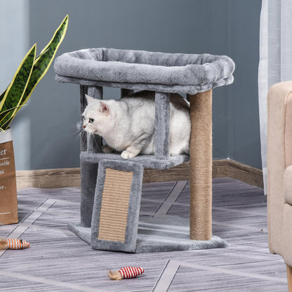 Cat Tree, Small Cat Tower with Perch, Scratching Post, Cat Condo, Toy Ball for Kitty, Indoor Use, Grey Cat Posts   at Gallery Canada