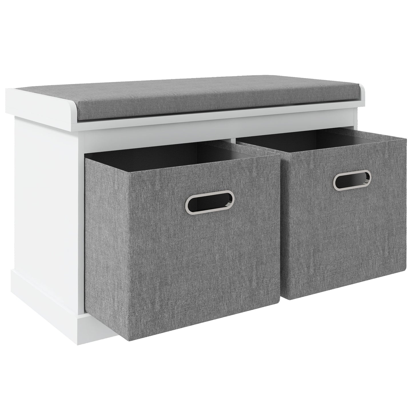 Shoe Storage Bench with Seat, Entryway Bench Seat with Cushion, 2 Fabric Drawers for Hallway, White Shoe Storage Cabinets & Racks   at Gallery Canada