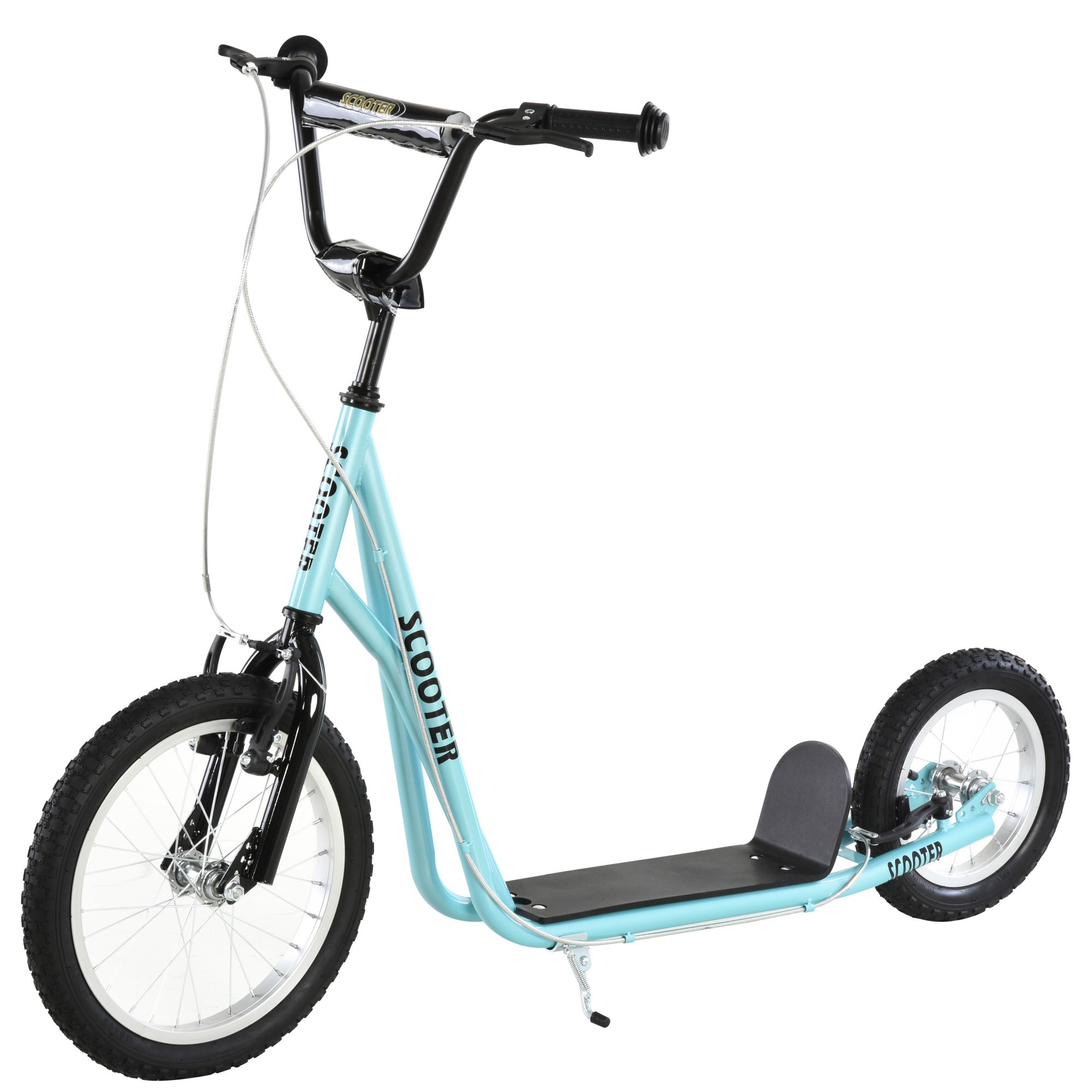Youth Kick Scooter with Adjustable Handlebar and 16'' Inflatable Rubber Wheel for Kids and Teens 5+ Year Old, Blue Scooters at Gallery Canada