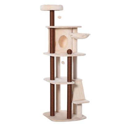 68" Cat Tree Tower, Large Cat Condo Furniture, Multi-Level Cat Tower with Scratching Posts, Ramp, Perches, Dangling Ball Cat Towers   at Gallery Canada