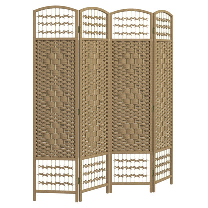 4 Panel Folding Room Divider, Portable Privacy Screen, Wave Fiber Room Partition for Home Office, Natural Room Dividers Natural  at Gallery Canada