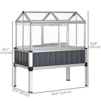 45"x24"x51" Raised Garden Bed with Greenhouse, Windows, Galvanized Steel Frame for Vegetables Flowers Herbs, Dark Grey Cold Frame Greenhouses   at Gallery Canada