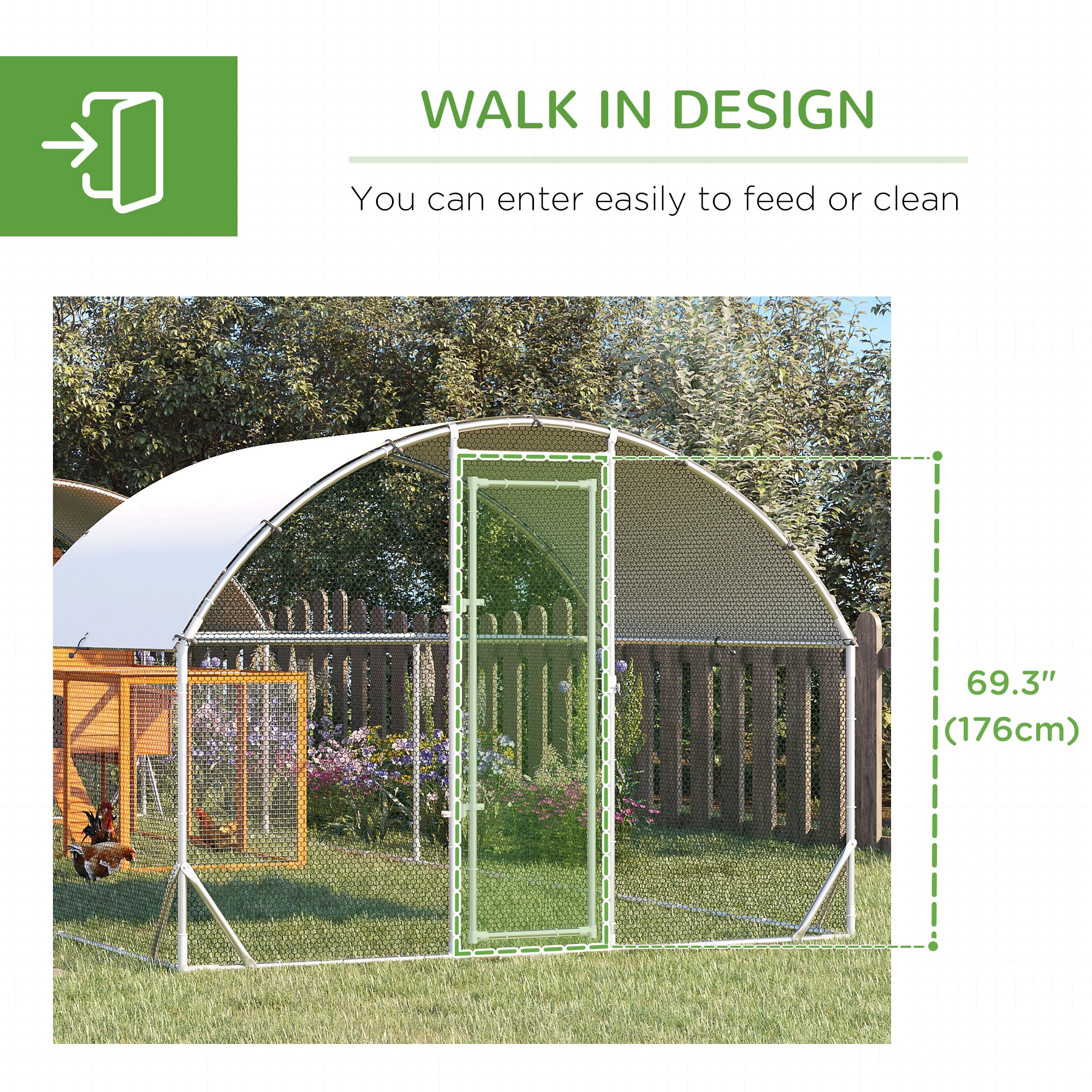 24.9' x 9.2' Metal Chicken Run with Waterproof and Anti-UV Cover Chicken Coops at Gallery Canada