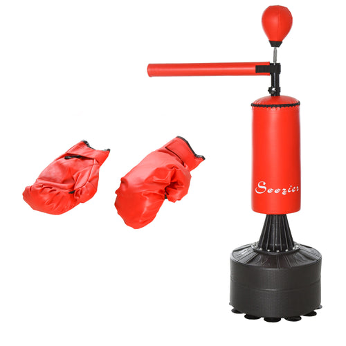 Freestanding Boxing Punch Bag Stand with Rotating Flexible Arm, Speed Ball, Waterable &; Sandable Base
