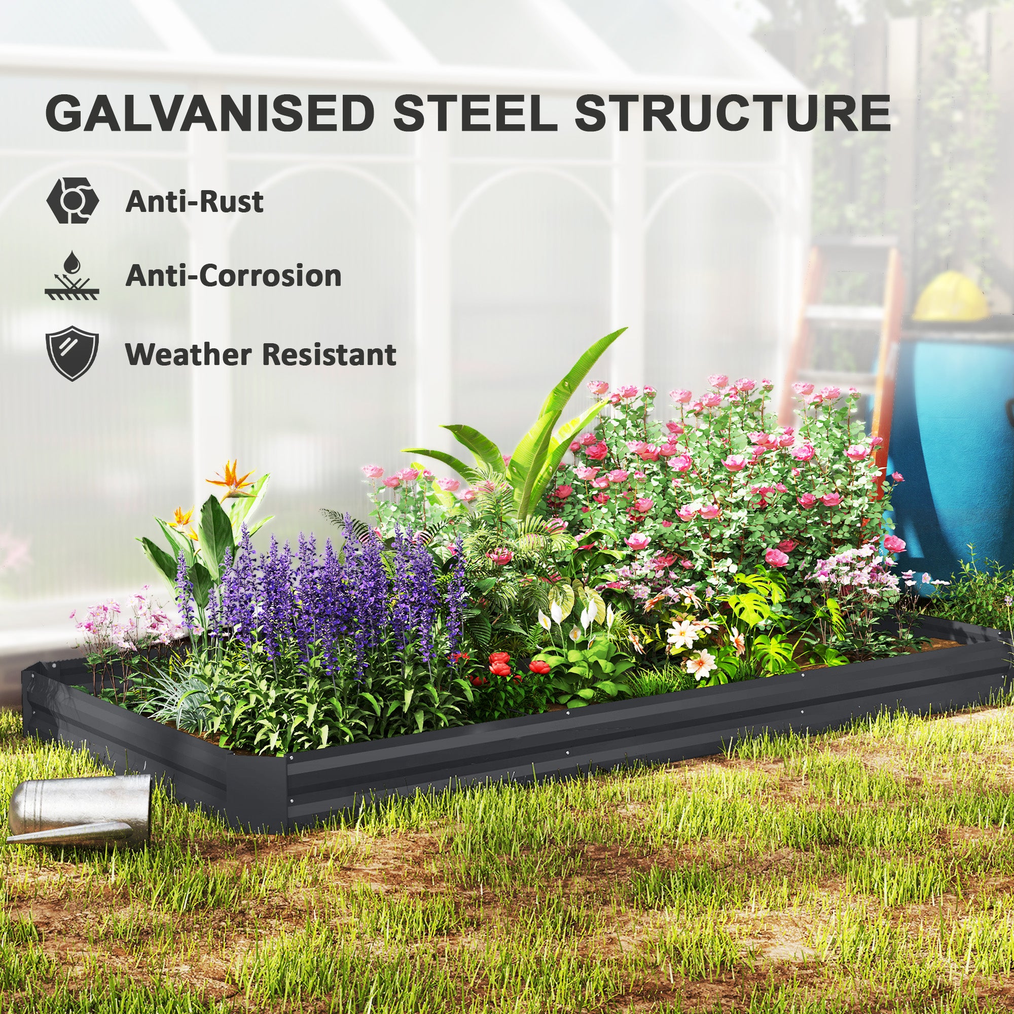 Galvanized Raised Bed, 8' x 4' x 1' Metal Planter Box, Outdoor Garden Box with Open Bottom for Flower Herb Vegetable Raised Garden Beds at Gallery Canada