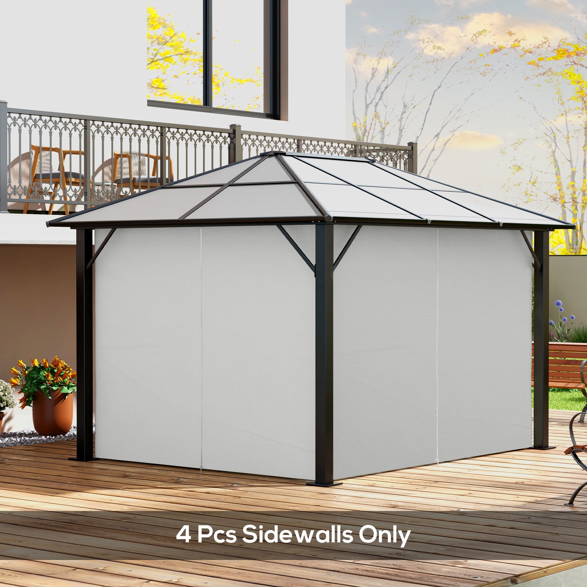 Gazebo Replacement Sidewalls 4-Panel Privacy Wall for 10' x 12' Canopy, Outdoor Shelter Curtains Accessories Light Grey Gazebo Sidewalls at Gallery Canada