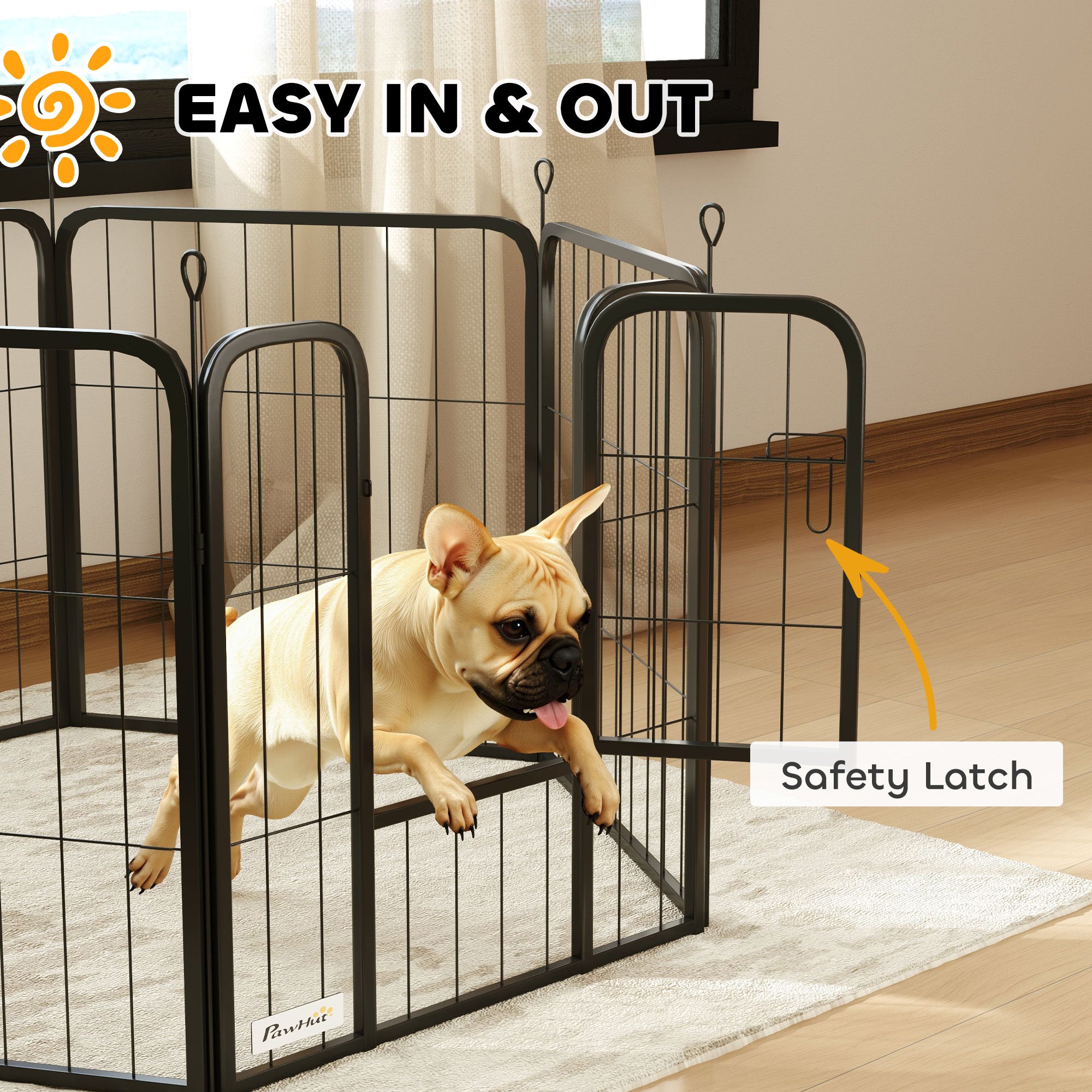 6 Panels Heavy Duty Dog Playpen Outdoor Indoor with Door &; Strap, 24