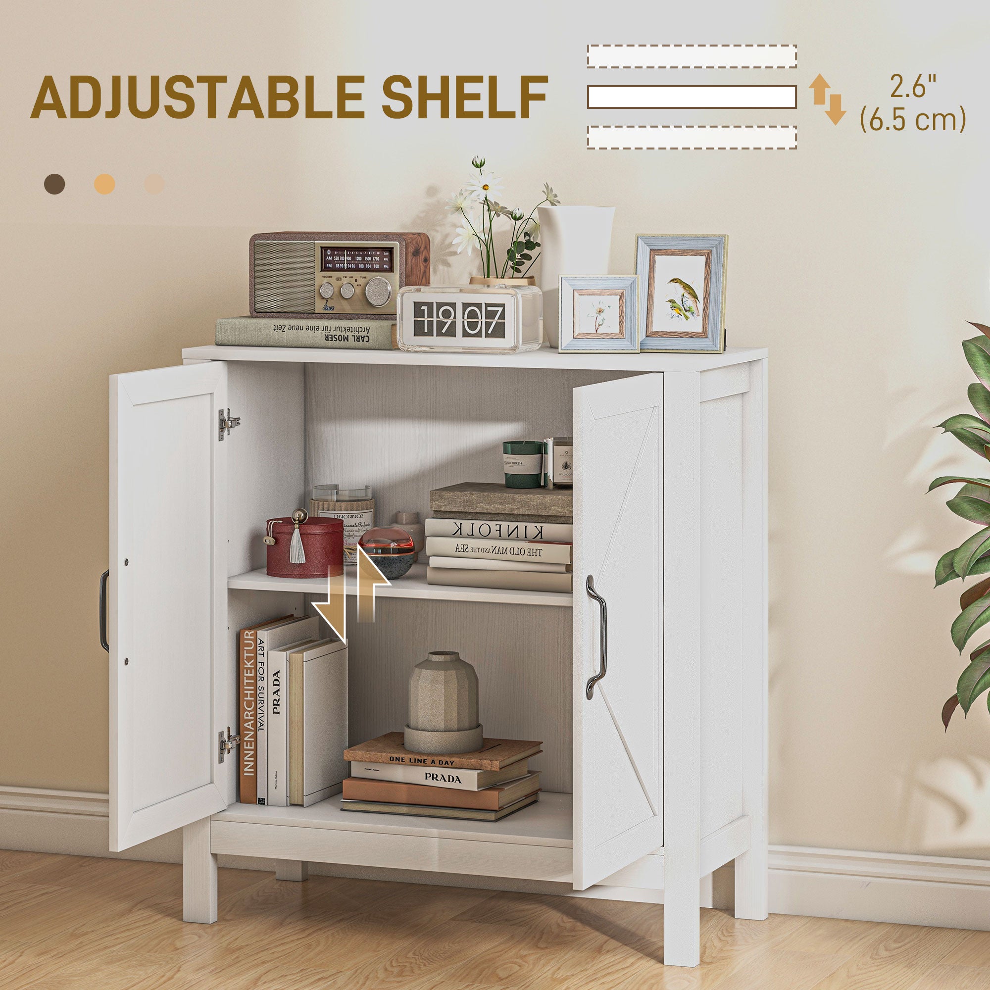 Sideboard Buffet, Kitchen Storage Cabinet with Barn Door and Adjustable Shelves, Storage Pantry, White Wood Grain Bar Cabinets   at Gallery Canada