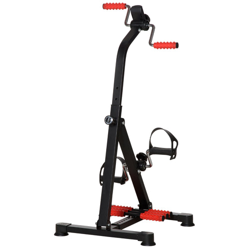 Pedal Exerciser, Hand Arm Knee and Leg Exercise Machine, Height-adjustable, with LCD Display and Foot Massage Roller