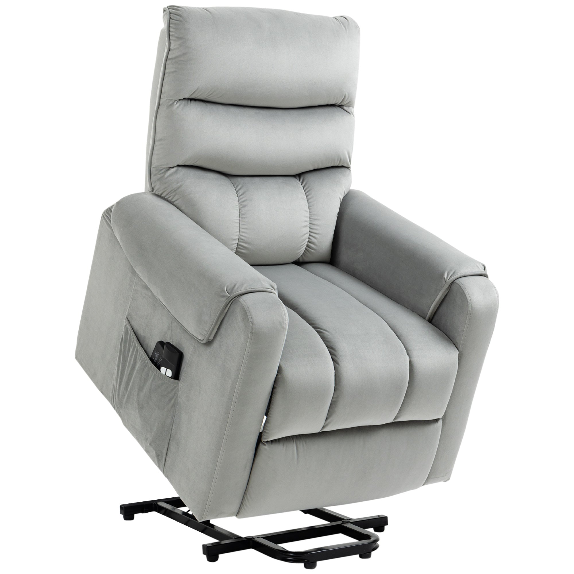 Lift Chair for Elderly, Massage Recliner Chair with 8 Vibration Points, Footrest, Remote Control, Side Pockets, Grey Electric Power Lift Chairs at Gallery Canada