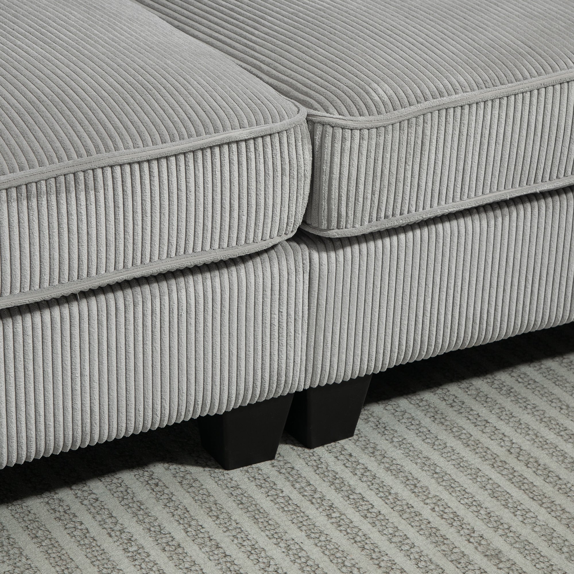 Three Seater Sofa, Fabric 3 Seater Couch with Spring Cushion and Cup Holders for Living Room, Bedroom, Light Grey 3-Seater Sofas at Gallery Canada