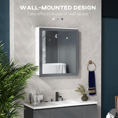 Bathroom Mirror Cabinet, Wall Mounted Medicine Cabinet with Mirror, Double Doors and Adjustable Shelves, White Mirror Medicine Cabinets   at Gallery Canada