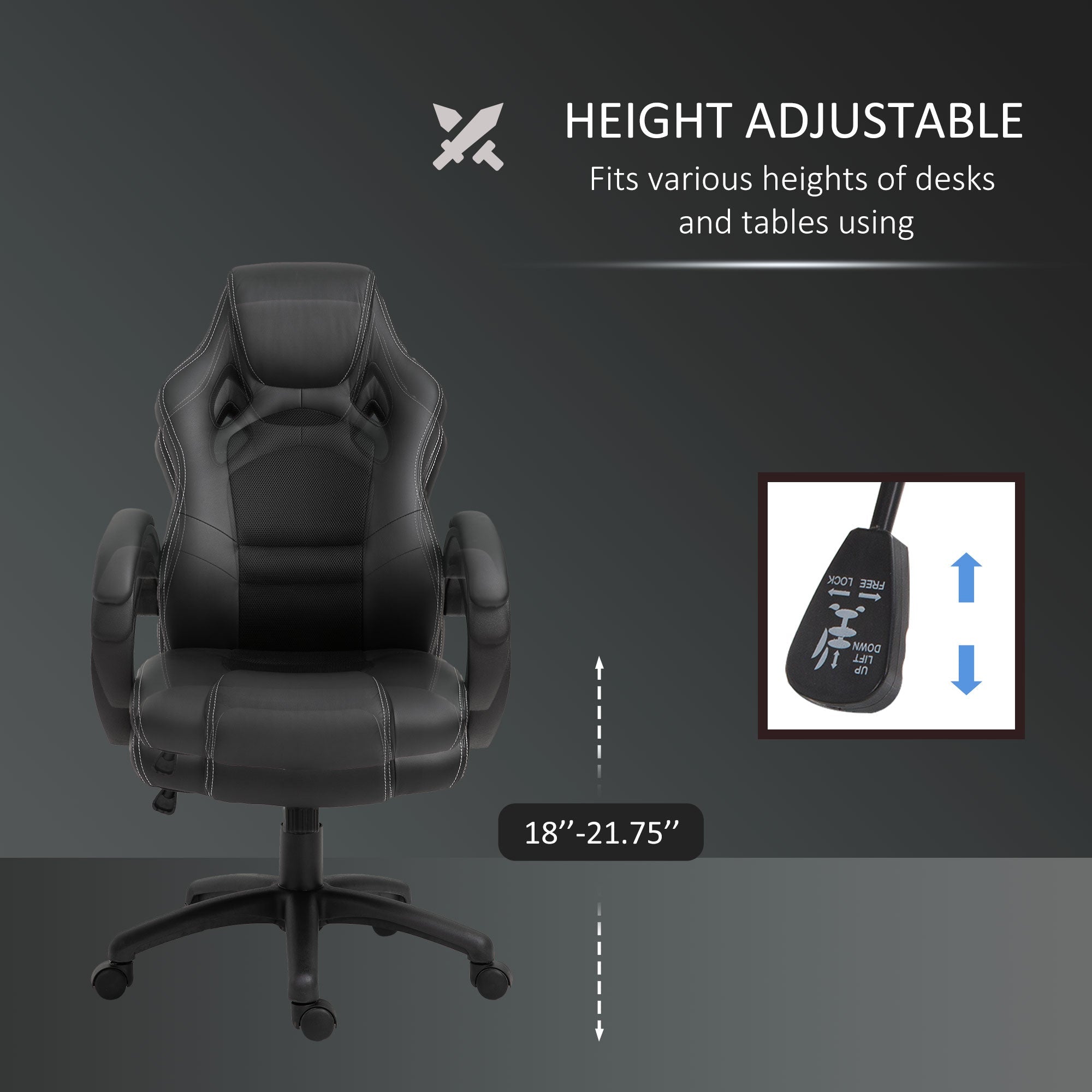 Racing Gaming Chair High Back Office Chair Computer Desk Gamer Chair with Swivel Wheels, Padded Headrest, Tilt Function, Black Executive & Manager Chairs   at Gallery Canada