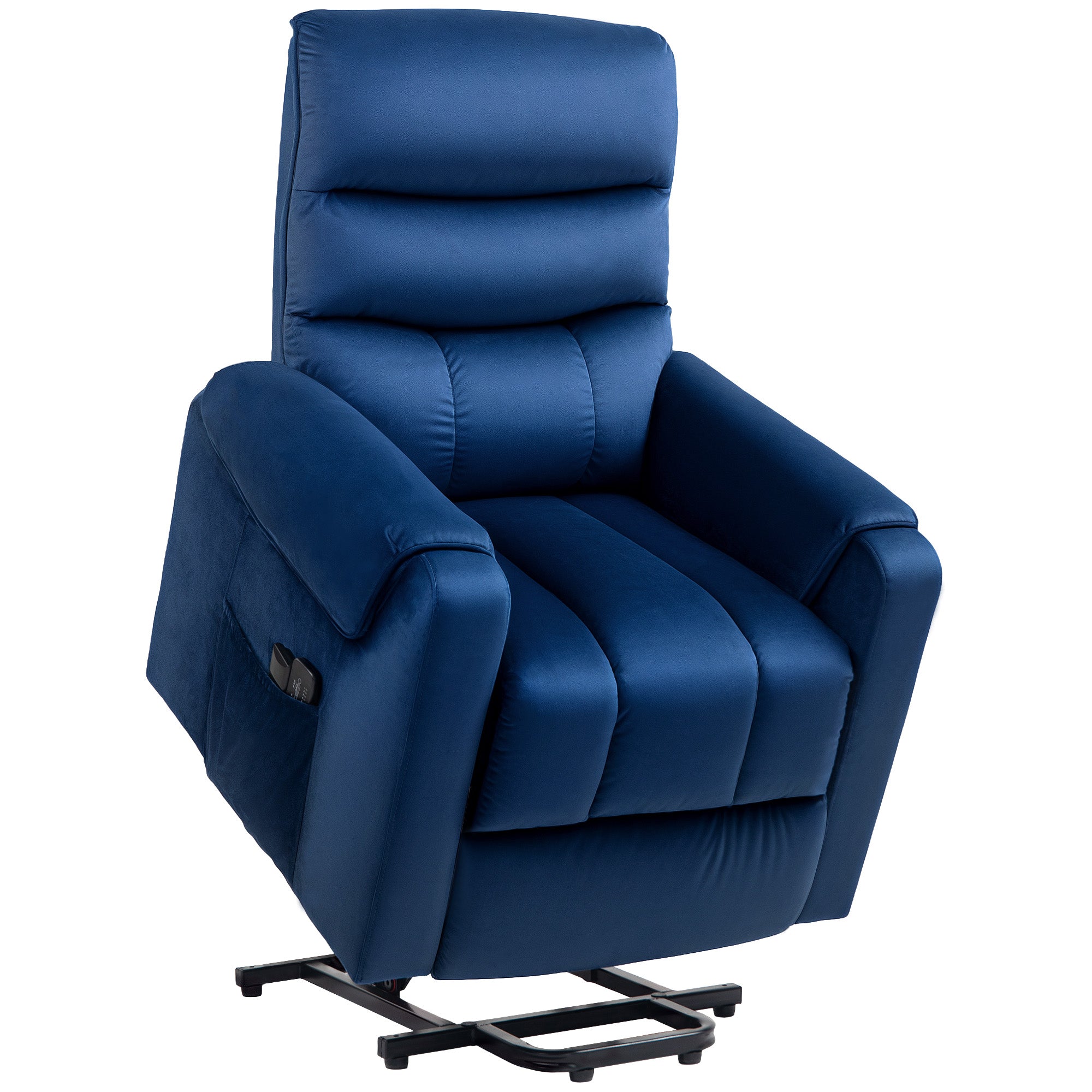Lift Chair for Elderly, Massage Recliner Chair with 8 Vibration Points, Footrest, Remote Control, Side Pockets Dark Blue Sofas & Reclining Chairs at Gallery Canada