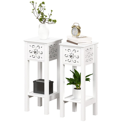 Nightstand Set of 2 with Drawer and Open Storage Shelf White Side Tables at Gallery Canada