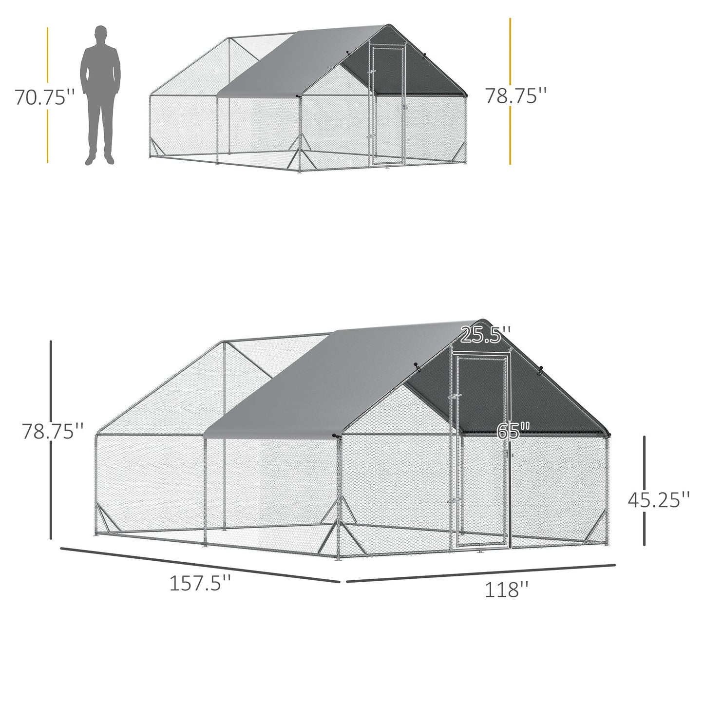 9.8' x 13.1' x 6.6' Chicken Coop Cage, Outdoor Hen House w/Cover &; Lockable Door Chicken Coops   at Gallery Canada