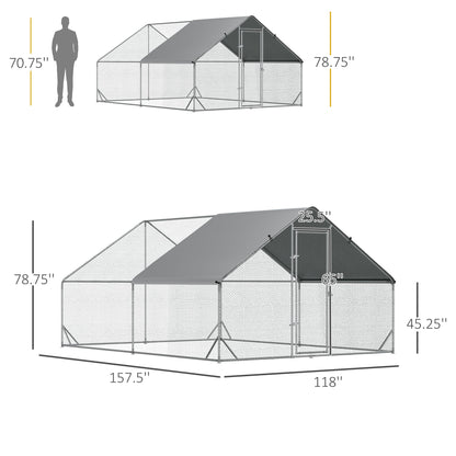 9.8' x 13.1' x 6.6' Chicken Coop Cage, Outdoor Hen House w/Cover &; Lockable Door Chicken Coops   at Gallery Canada