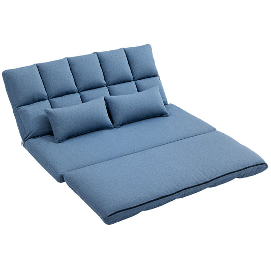 Floor Sofa, Foldable 2-Seater Lazy Sofa Sleeper with 9-position Backrest and 2 Pillows Light Blue 2-Seater Sofas at Gallery Canada