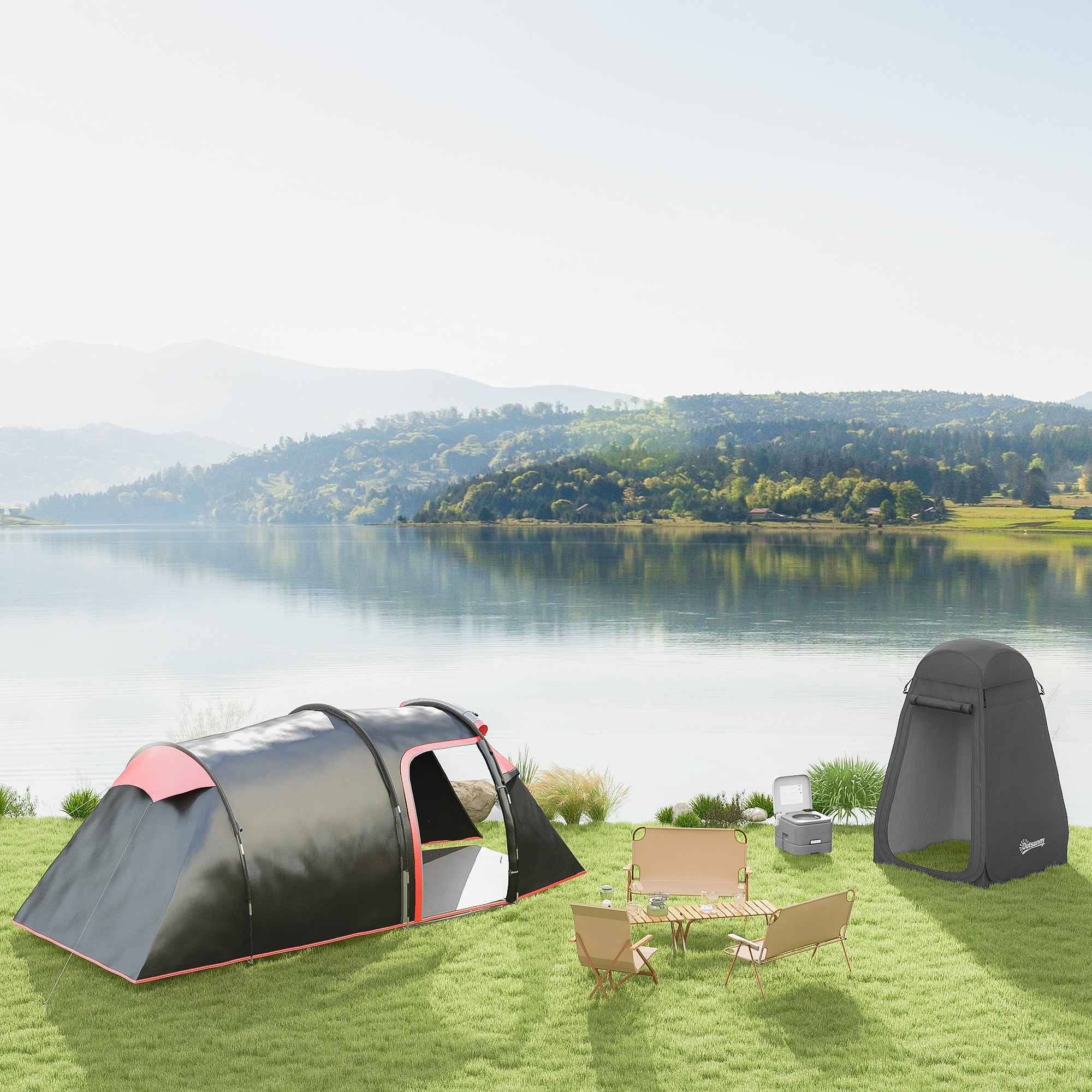 Pop Up Shower Tent, Portable Privacy Room for Outdoor Changing, Dressing, Fishing Storage with Carrying Bag, Black Camping Tents at Gallery Canada