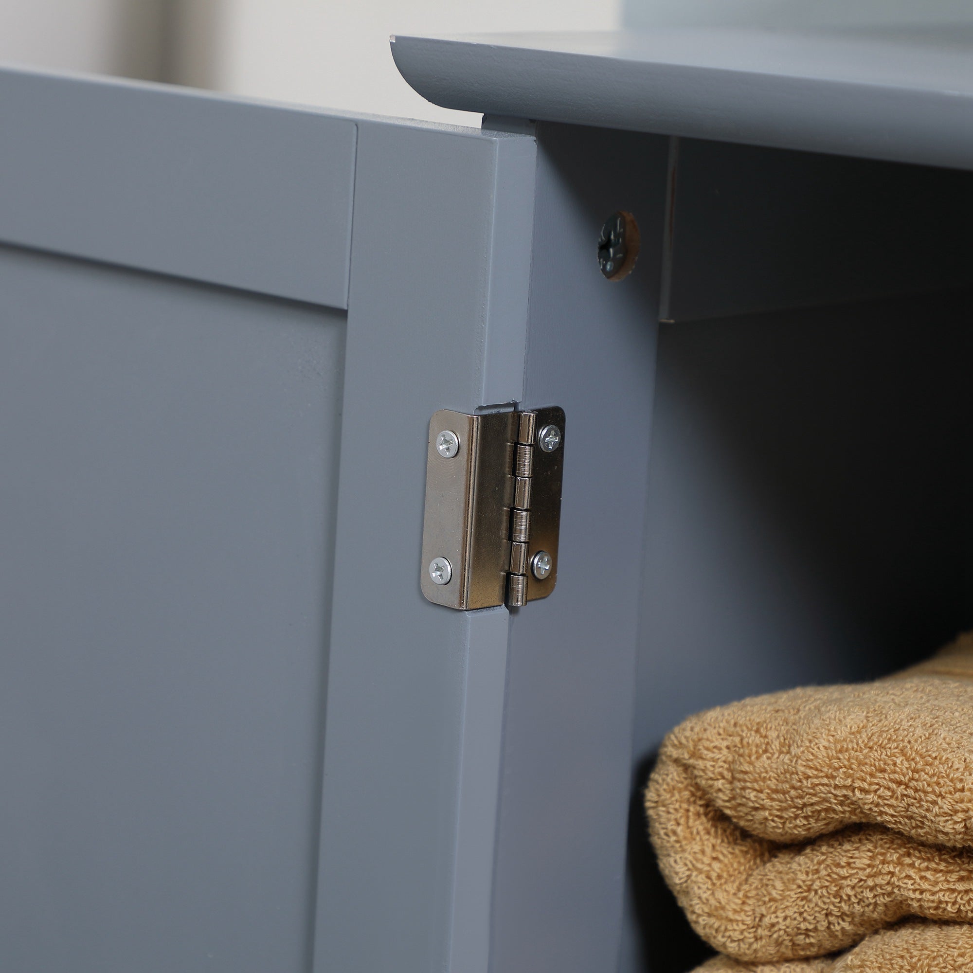 Under Sink Bathroom Cabinet with 2 Doors and Shelf, Pedestal Sink Bathroom Vanity Furniture, Grey Bathroom Cabinets   at Gallery Canada