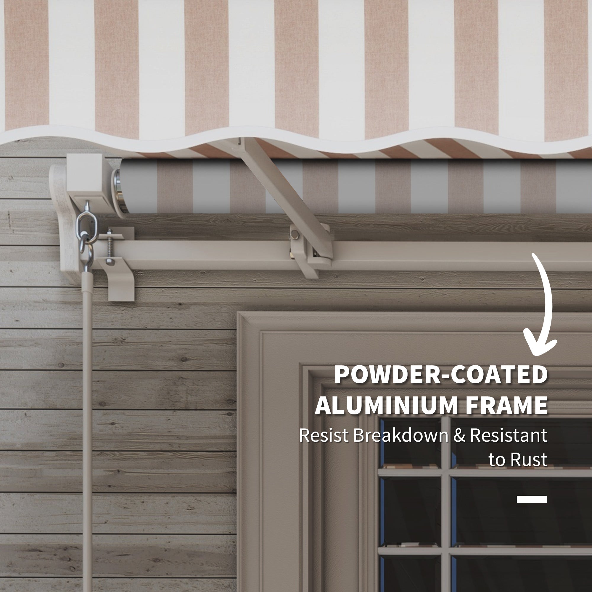 12' x 10' Retractable Awning Patio UV Resistant Fabric and Aluminum Frame for Deck, Balcony, Yard, Beige Deck Awnings at Gallery Canada