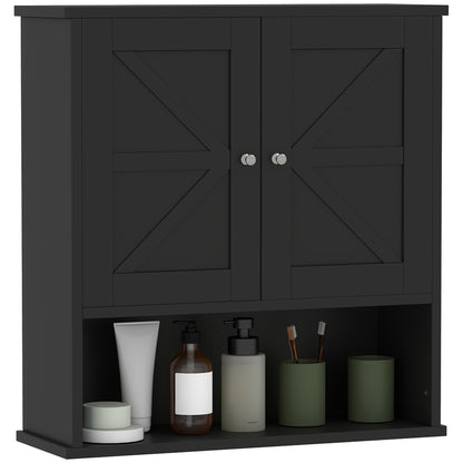 Farmhouse Bathroom Medicine Cabinet, Wall Cabinet with Barn Doors, and Adjustable Shelf for Laundry Room, Black Bathroom Cabinets at Gallery Canada