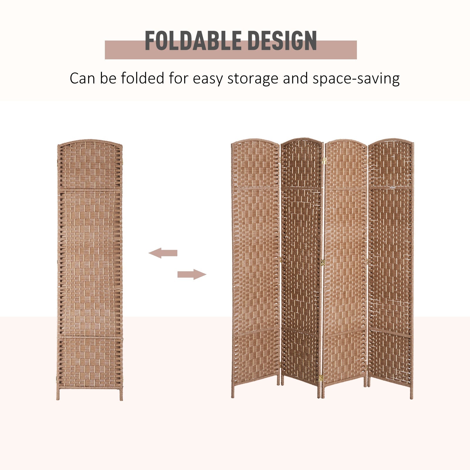 6ft Folding Room Divider, 4 Panel Wall Partition with Wooden Frame for Bedroom, Home Office, Natural Room Dividers   at Gallery Canada