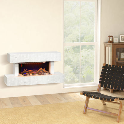 32 Inches Freestanding Electric Fireplace with Mantel, 1500W Replaceable Fireplace Insert Heater with Timer, White Electric Fireplaces   at Gallery Canada