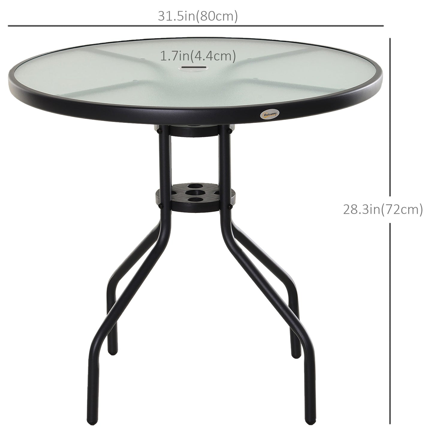 31.5'' Round Bistro Table Outdoor Dining Coffee Table w/ Tempered Glass Top Patio Garden Side Table Weather-resistant Patio Side Tables   at Gallery Canada