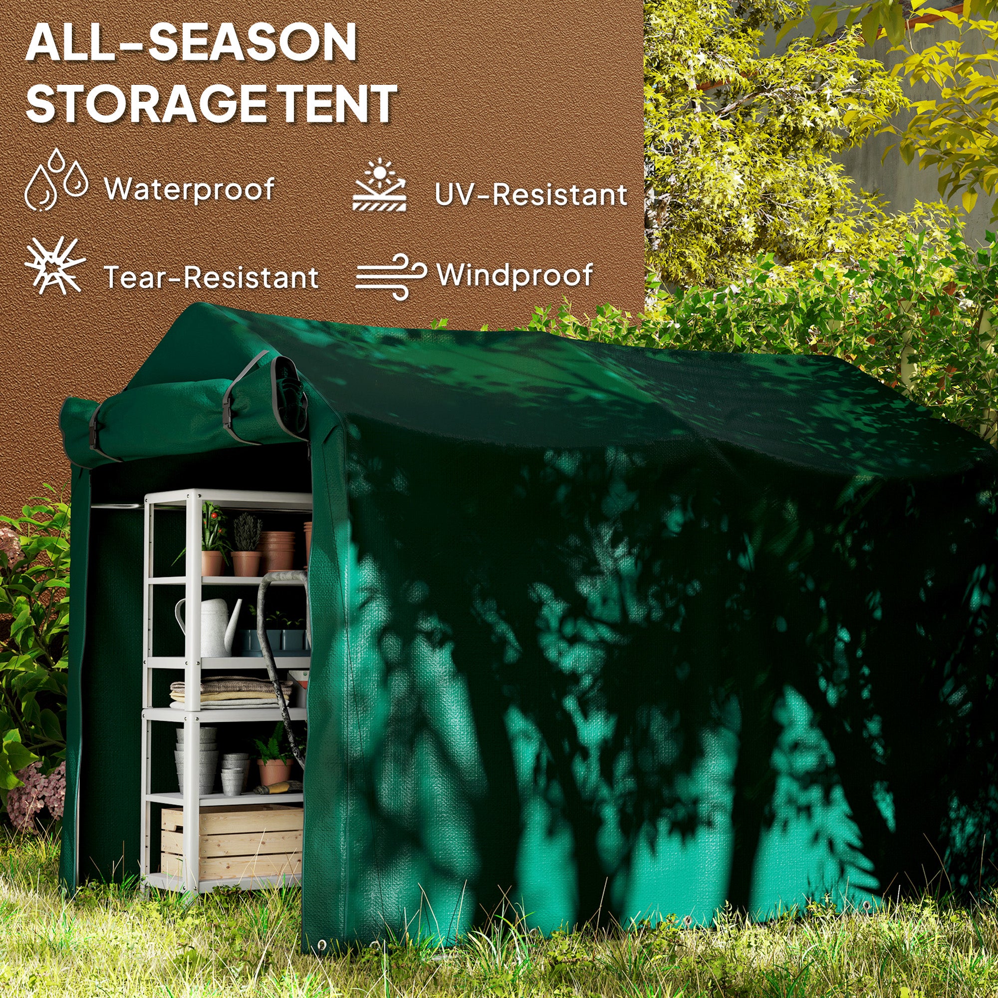 Outdoor Storage Shed, UV Resistant Bike Tent with Roll-up Zipper Door, Portable Shed for Bike, Motorcycle, Dark Green Sheds at Gallery Canada
