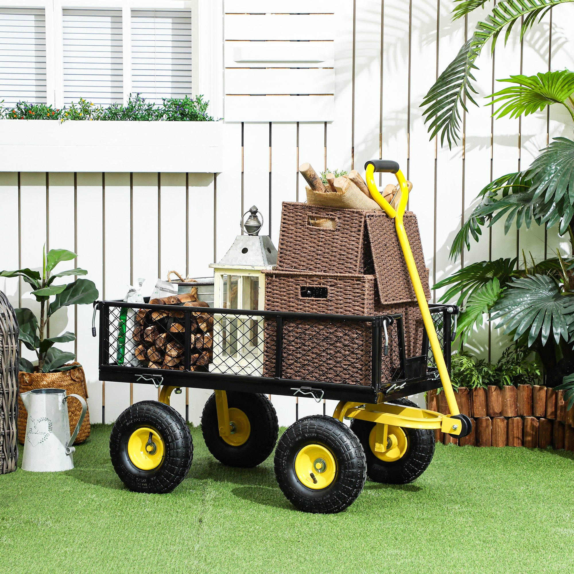 Steel Garden Cart, Utility Wagon with Removable Sides, 10
