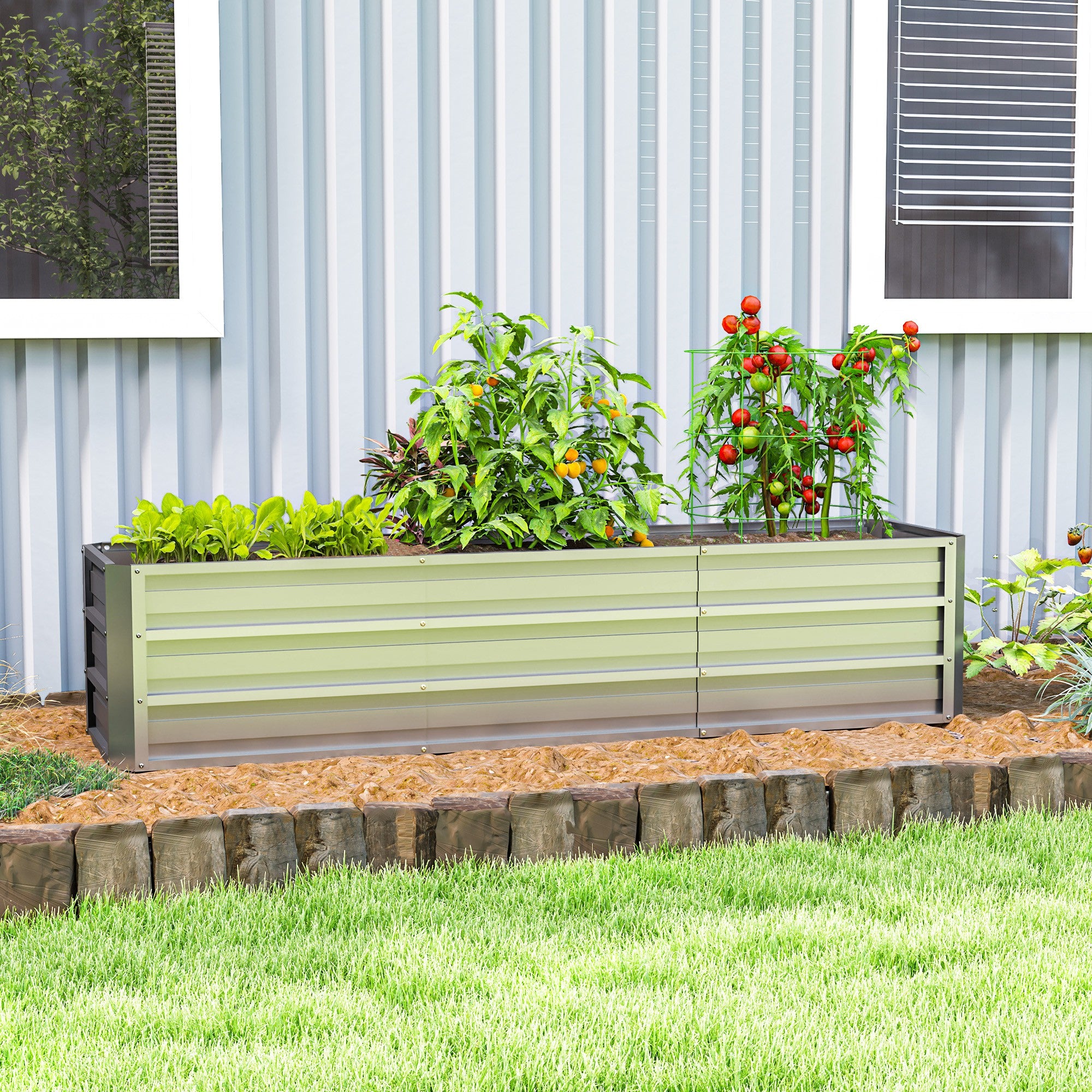 6' x 1.5' x 1.3' Galvanized Raised Garden Bed, Elevated Large Metal Planter Box w/ Install Gloves for Backyard, Patio to Grow Vegetables, Herbs, and Flowers, Silver Raised Garden Beds at Gallery Canada