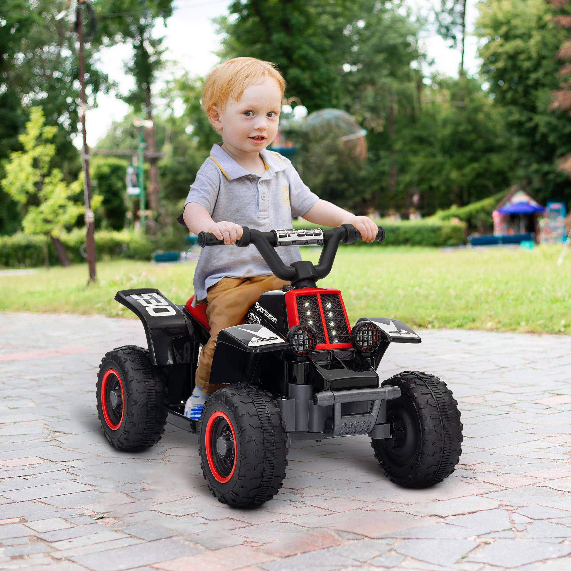 6V Kids ATV Quad, 4 Wheeler Battery Powered Electric Ride on Car w/ Lights, Forward Backward, for 3-6 Years, Black Electric Toy Cars Black  at Gallery Canada