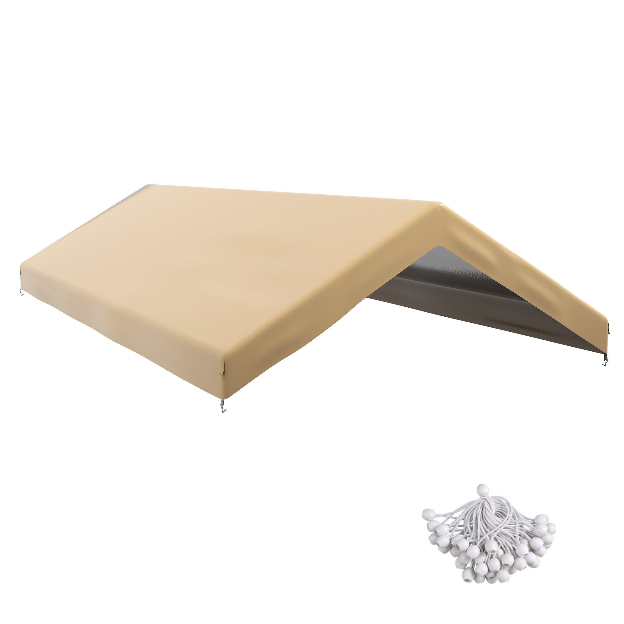 10 x 20ft Carport Replacement Canopy, UV Resistant Garage Car Cover with Ball Bungee Cords, Beige Gazebo Canopy Replacement Beige at Gallery Canada