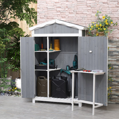 52'' x 20'' Wooden Garden Storage Shed with Foldable Workstation, Flower Stand and Asphalt Roof Multifunction, Sheds &; Outdoor Storage Tool Organizer Sheds   at Gallery Canada