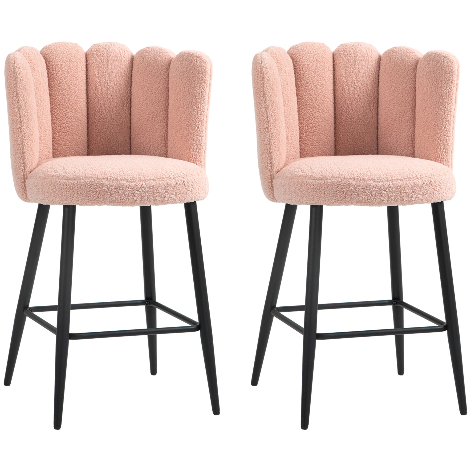 Faux Cashmere Bar Stools Set of 2 Counter Height Bar Stools with Back for Home Kitchen, 20.5