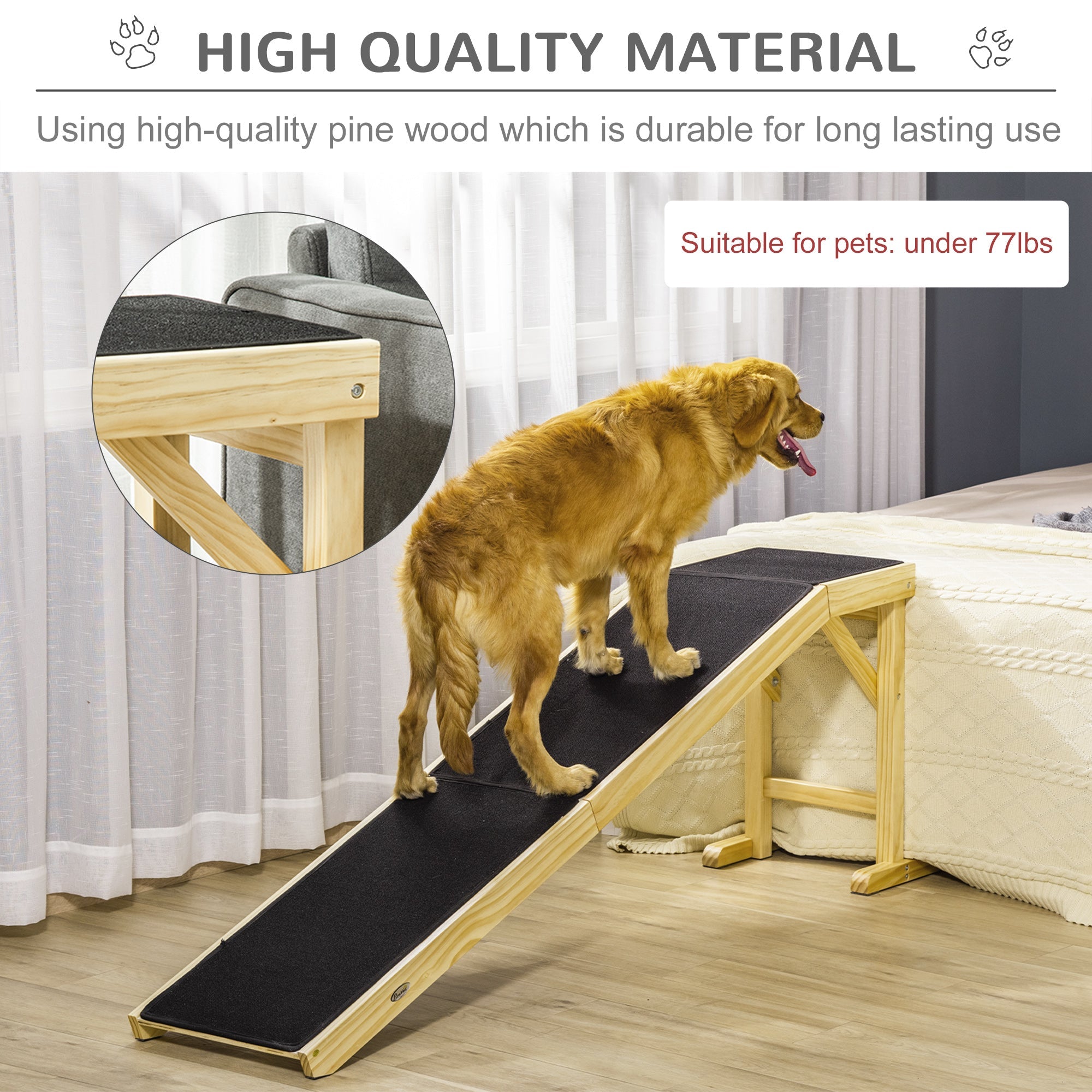 Pet Ramp Bed Steps for Dogs Cats Non-slip Carpet 74