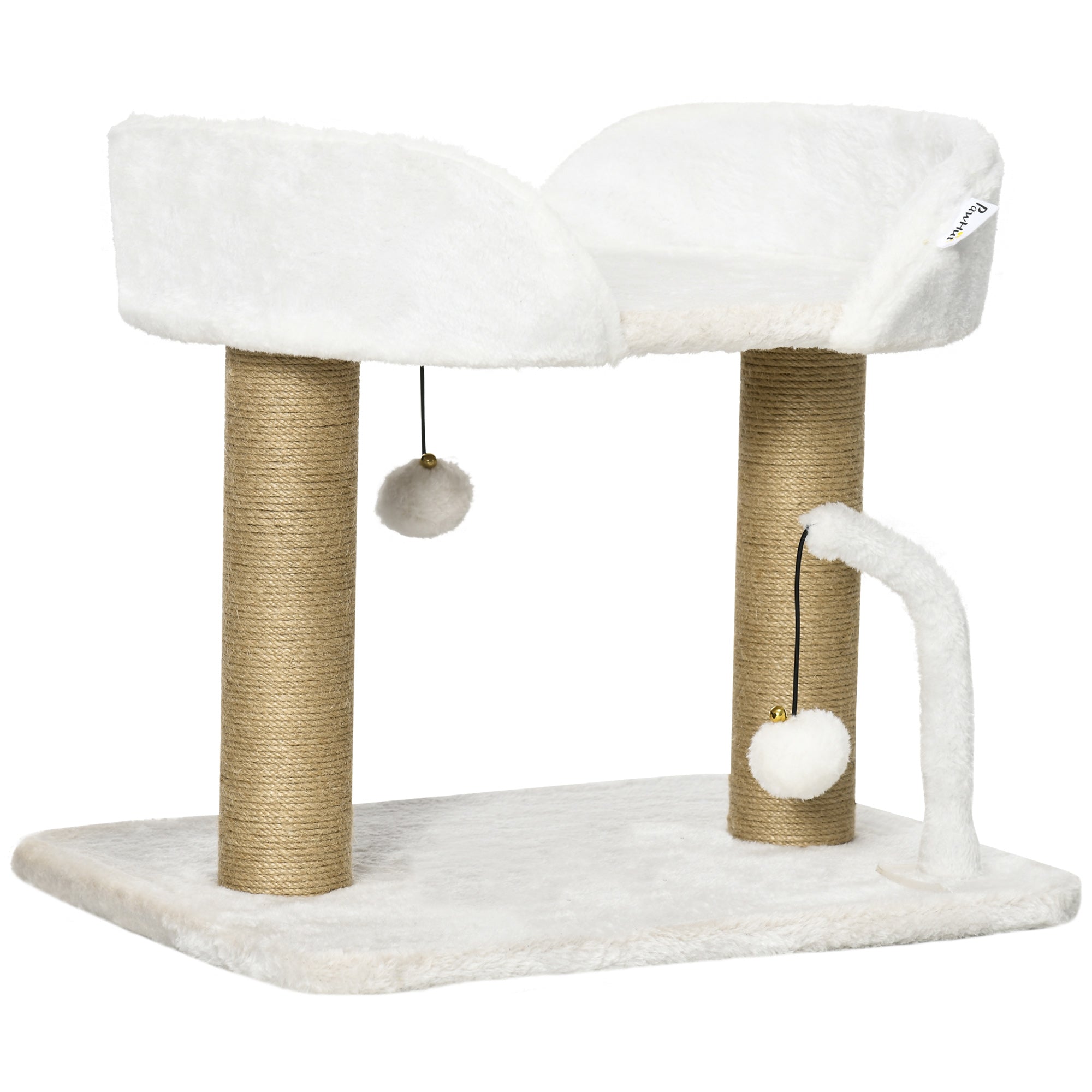 Cat Tower Condo for Indoor Cats, Small Cat Tree with Jute Scratching Posts, Top Perch, Dangling Balls, White Cat Trees at Gallery Canada
