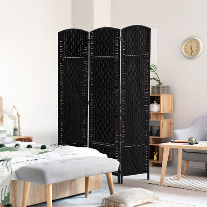 6ft Folding Room Divider, 3 Panel Wall Partition with Wooden Frame for Bedroom, Home Office, Black Room Dividers   at Gallery Canada