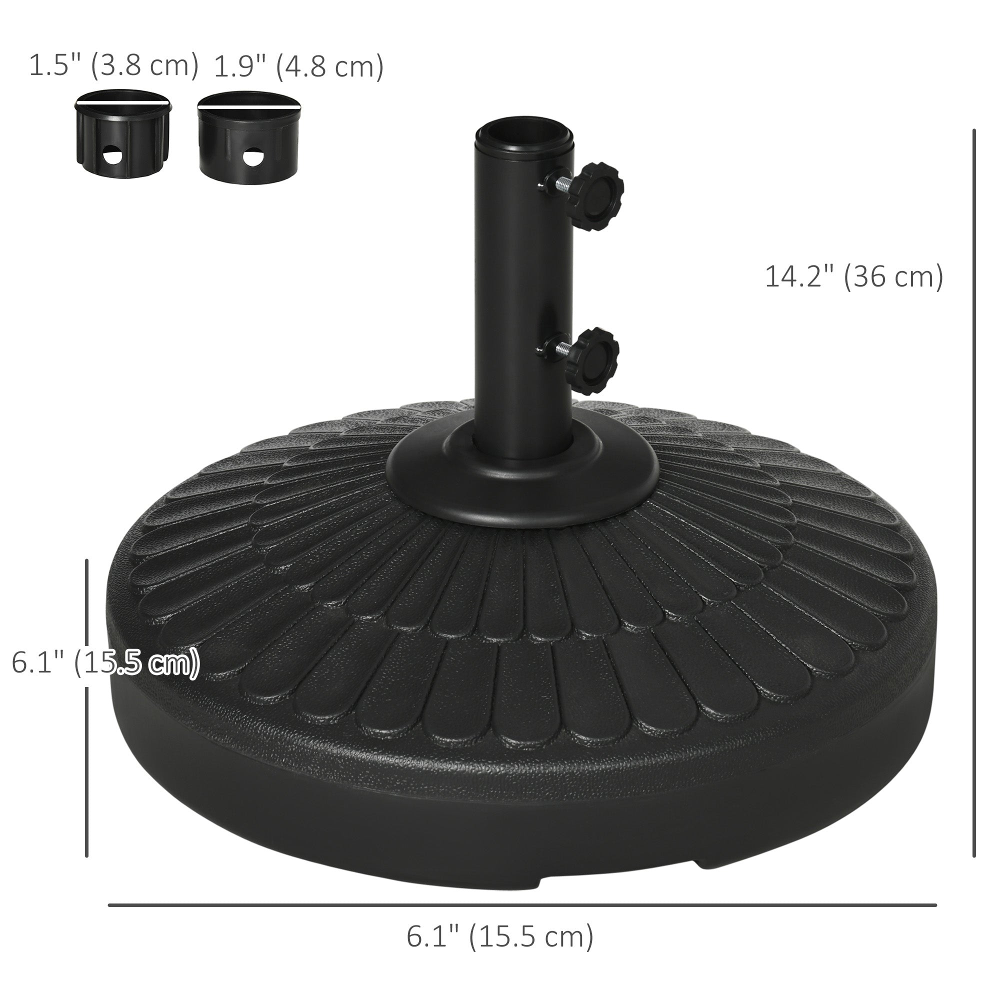 Patio Umbrella Base with Handle, Heavy Duty Round Umbrella Stand, Garden Umbrella Holder for 1.5