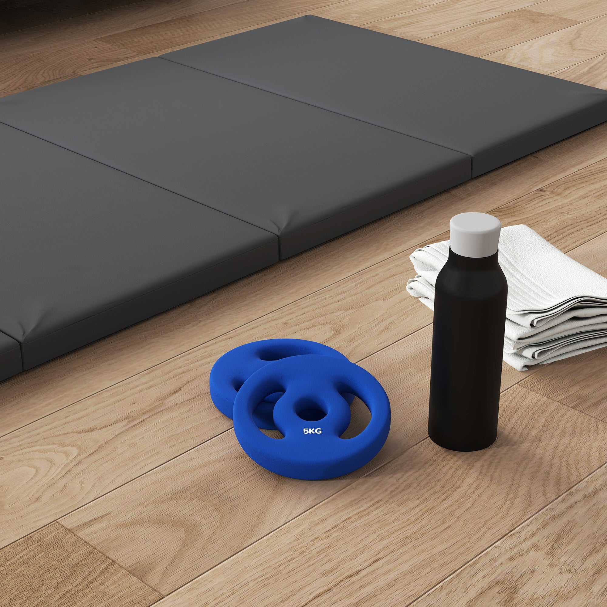 2 x 11lbs Standard Weight Plates with Easy-Grip Handles, 1